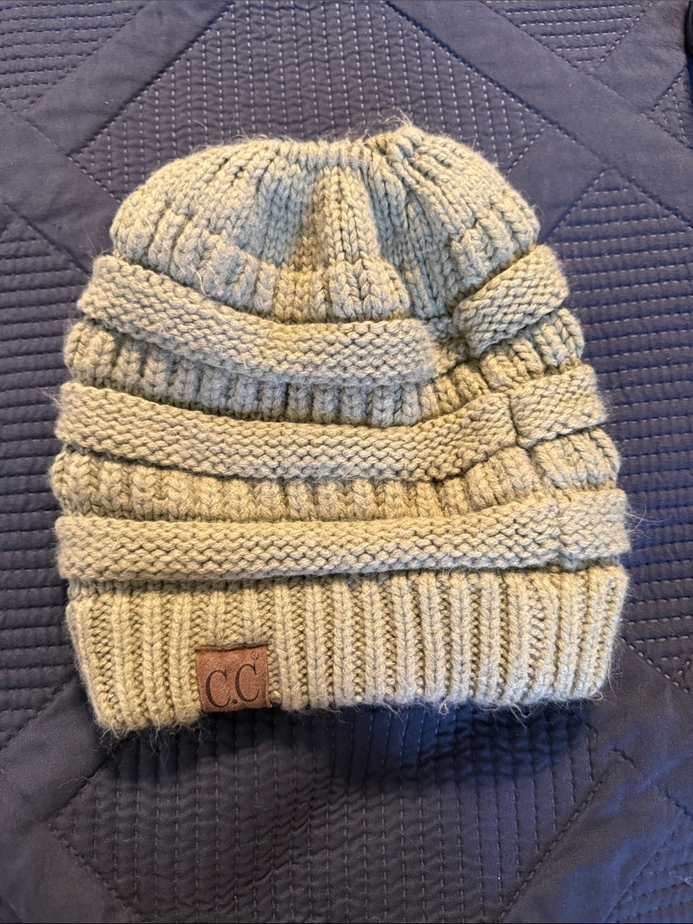 C.C Adult Knit Beanie Hat in Sage Green